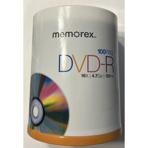Memorex DVD+R 16X 4.7 GB 120 min - 100-Pack Spindle Brand New Sealed Blank